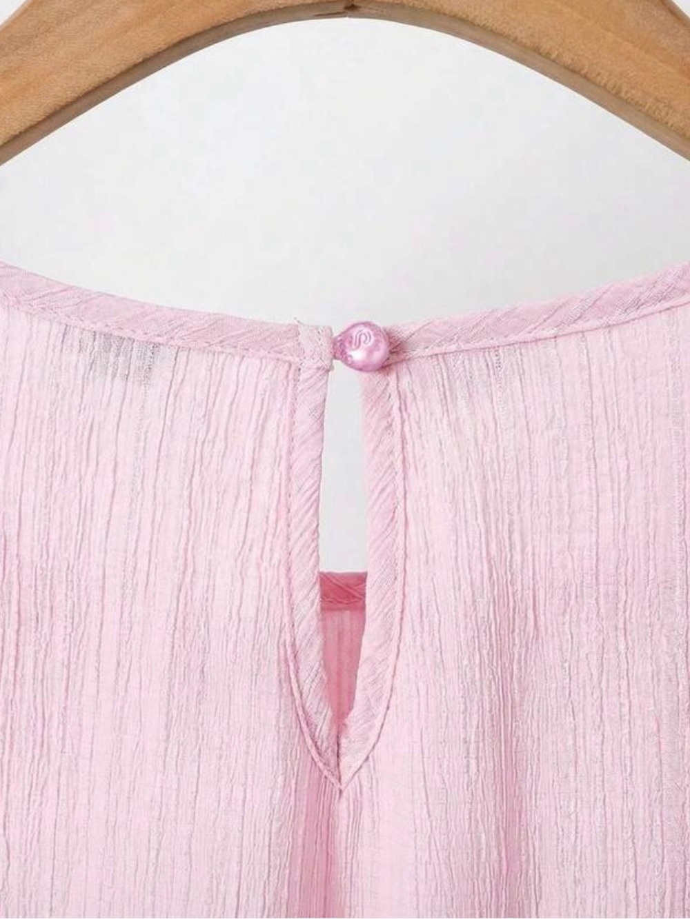 Light Pink Textured Keyhole Blouse